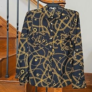 Michael Kors Long Sleeves Monogram Blouse